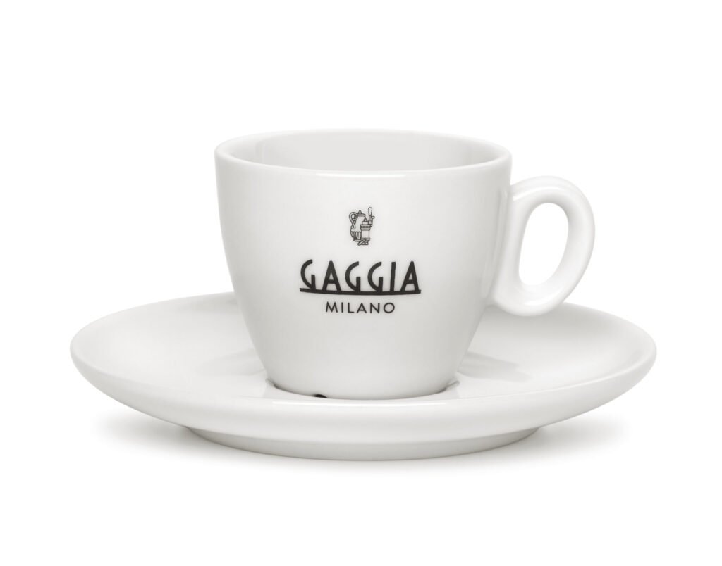 Tasse à café blanche Gaggia Milano et sa soucoupe